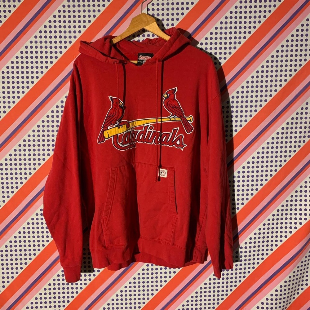 Stitches Vintage St Louis Cardinals Hoodie Red Embroidered 90s Distressed XL